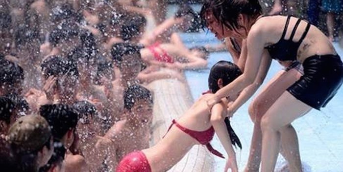 Japanese swimming pool groping